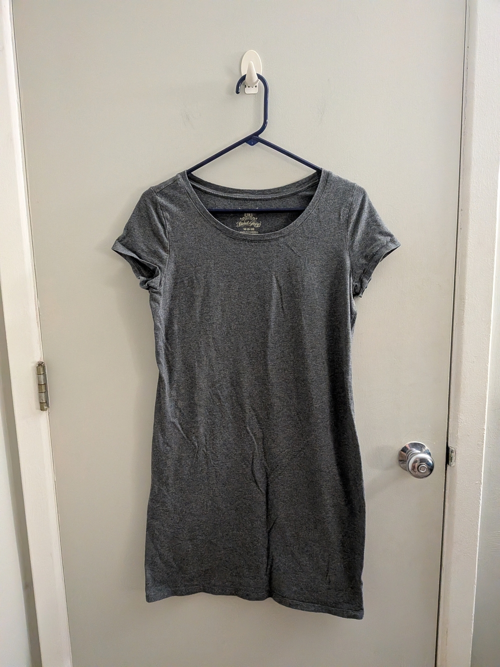 Faded Glory Charcoal Gray Graphic Neutral T-shirt Dress Size 8 To 10 Casual Cute